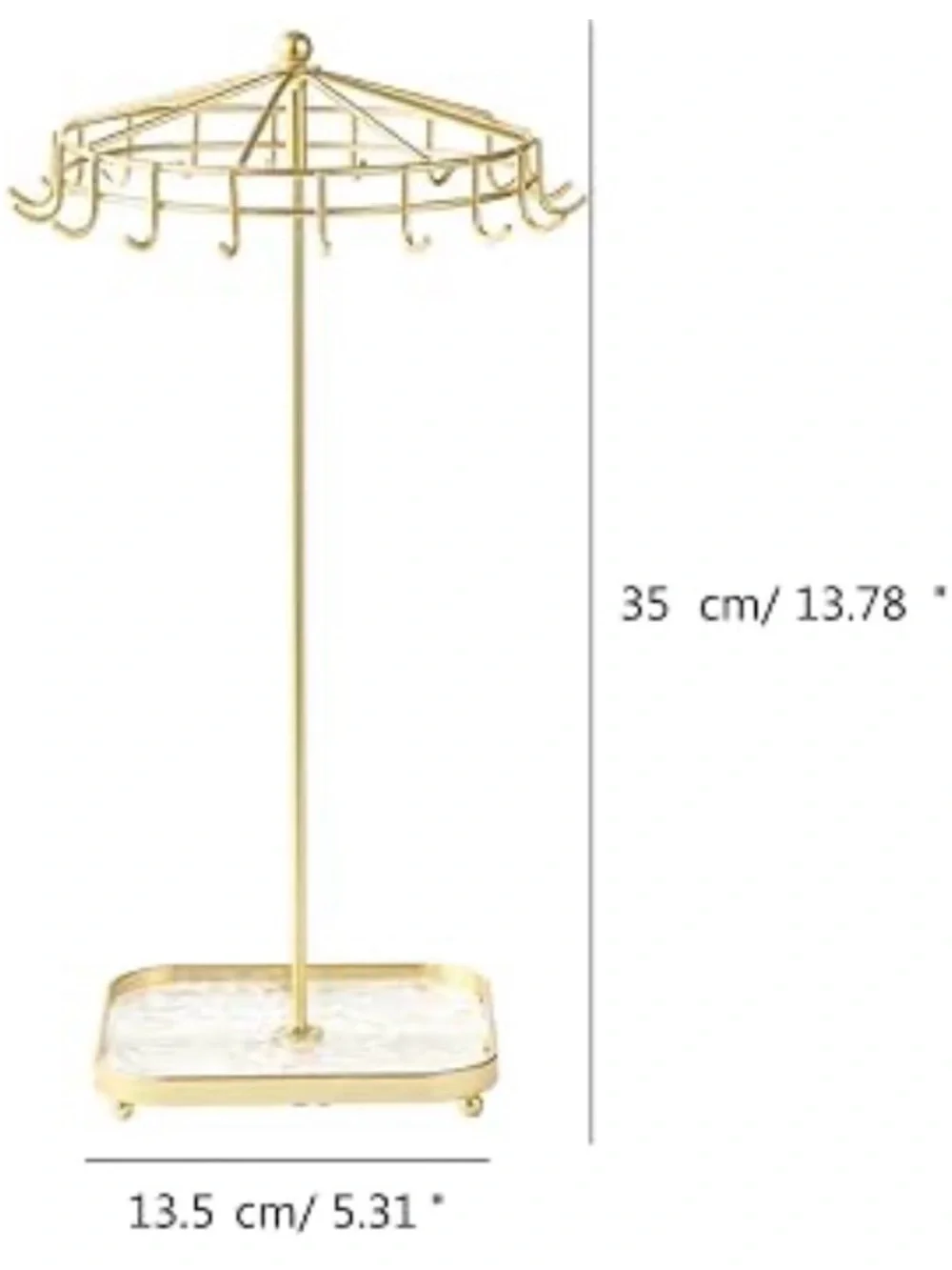 Gold Jewelry Stand with Marble Base - Elegant Jewelry Organizer
